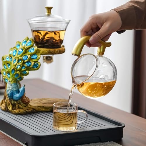 Glass Teapot Set with Infuser Semi Automatic Tea Set Magic Teapot (3 Count)