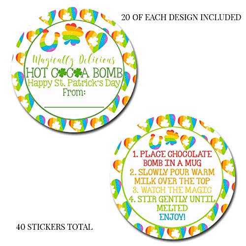 Magically Delicious Happy St. Patrick's Day Hot Cocoa Bomb Packaging Sticker Labels