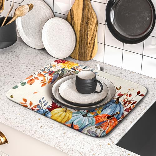 Fall Dish Drying Mat for Kitchen Countertop