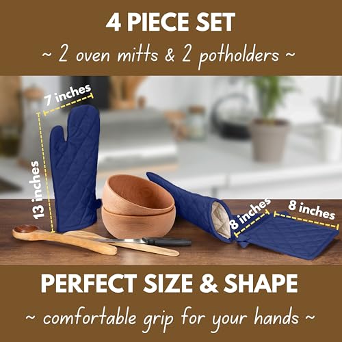 4 Piece Set 2 Oven Mitts & 2 Potholders (4 Count)