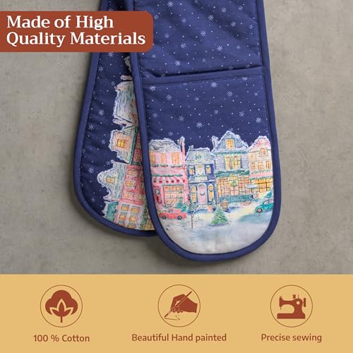 Double Oven Mitts 100% Cotton Double Oven Glove