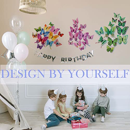 3D Butterfly Wall Decor Butterfly Decorations Stickers with Magnets (72 Count)