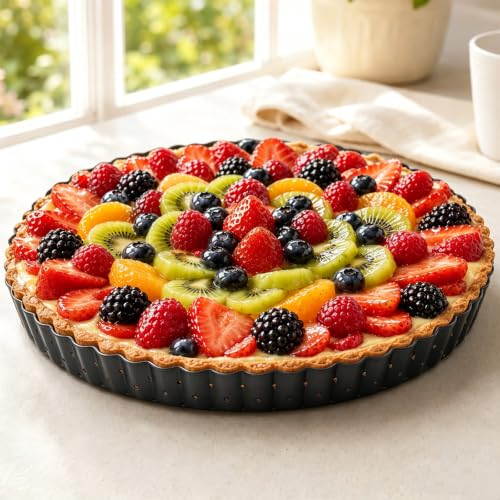 10 Inch Perforated Quiche Pan for Crispy Crust. Removable Bottom