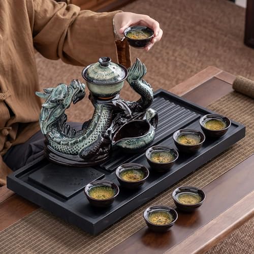 Ceramic Teapot with Infuser Semi Automatic Tea Set Magic Teapot with 8 cups Gradient Color