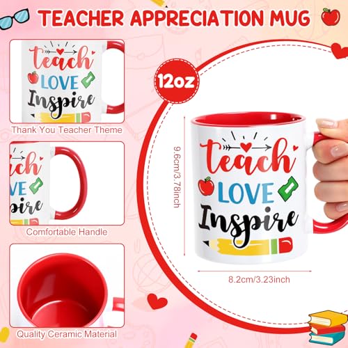 12 Sets Teacher Appreciation Gifts Bulk 12 oz Teacher Appreciation Coffee Mugs with Mug Holders Thank You Coffee Cup with Gift Boxes Ribbon for School Graduation Staff Coworkers Team Gifts (12 Count)