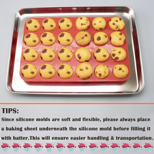 24 Cups Silicone Mini Muffin Pan Set (2 Count)