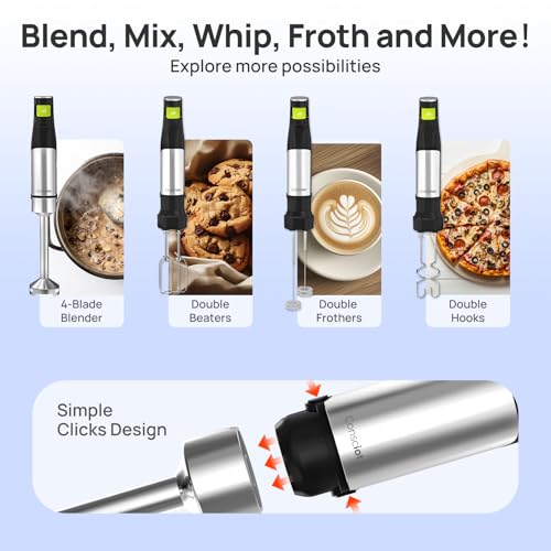 4-in-1 Immersion Blender Handheld Max 1100W, Trigger Speed Control