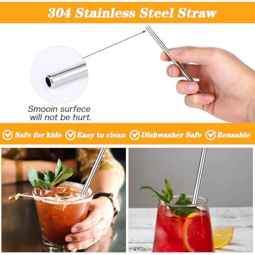 12 Pack 4.7 Inch Short Metal Cocktail Straws (12 Count)