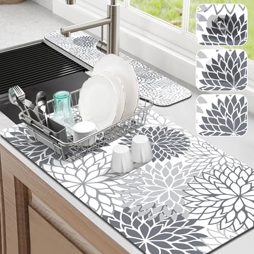 2PCS 17" x 32" Dish Drying Mat & 24" x 5.5" Sink Splash Guard (2 Count)