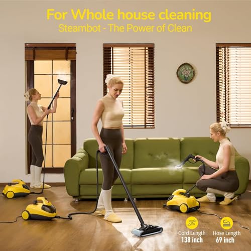 34-in-1 Steam Cleaner mop for Home & Car, 2L Water Tank, 4.3ft Hose, Deep Steam Cleaning for Floors, Tiles, Grout, Windows, Kitchen, Living Room – Multi-Surface Steamer