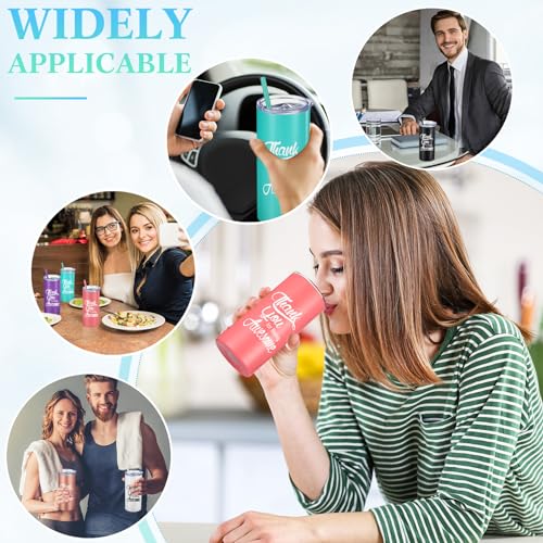 12 Sets Thank You Gifts Tumbler 16 Oz with Lid Straw