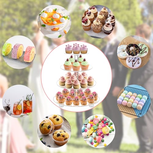 4 Tier Round Acrylic Cupcake Stand with Base