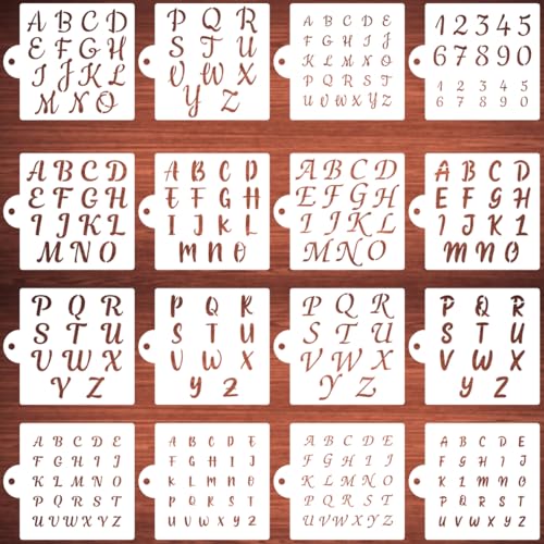 Alphabet Letter Stencils for Cookies Decorating (16 Count)