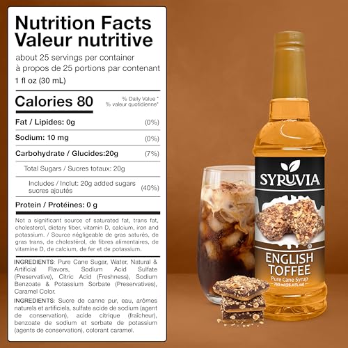 Coffee Syrup English Toffee Flavored Syrup for Drinks (25.4 Fl Oz)