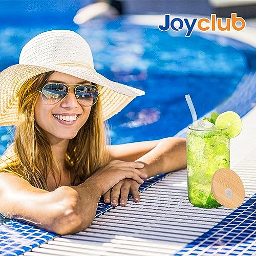12pcs 16Oz Glass Cups with Bamboo Lids and Straws Drinking Glasses (12 Count)