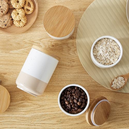 Sabine Ceramic Canister Set with Airtight Wood Lids (4 Count)