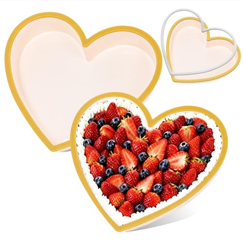 Metal Reinforced Frame Silicone Heart Shaped Cake Pans (2 Count)