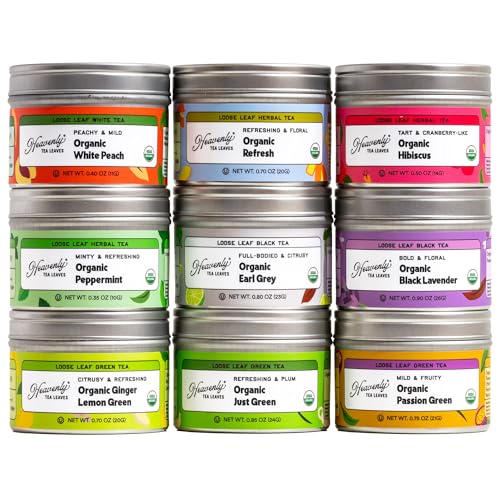 Organic Assorted 9 Loose Leaf Tea Sampler Gift Box (6 Ounce)