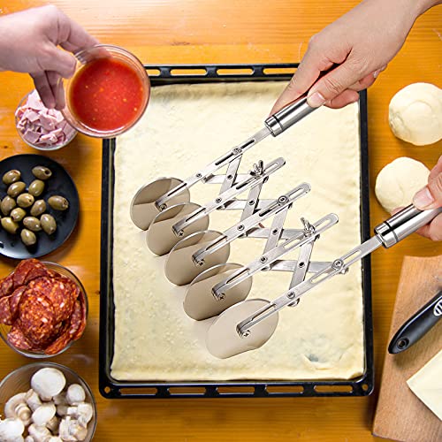 5 Wheel Pastry Cutter Stainless Pizza Slicer Multi