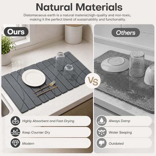 Extra Large Stone Dish Drying Mat for Kitchen Counter