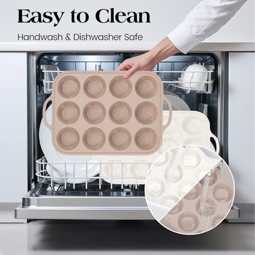 2Pack Silicone Muffin Pans for Baking with Metal Reinforced Frame (2 Count)