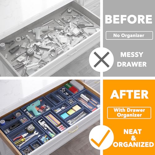 21 Piece Bamboo Drawer Organizer Storage Boxes Set