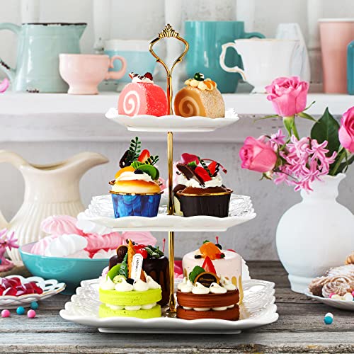2 Pcs 3 Tier Porcelain Cupcake Stand (6 Count)