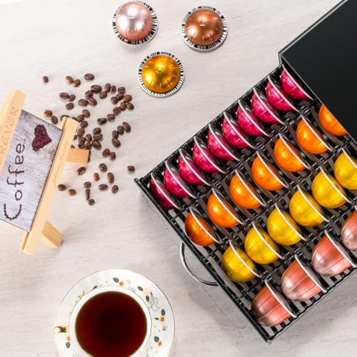 for Vertuo Pod Holder Coffee Pod Storage for Nespresso Pod Organizer Black Metal Fits All Size Vertuo Pods