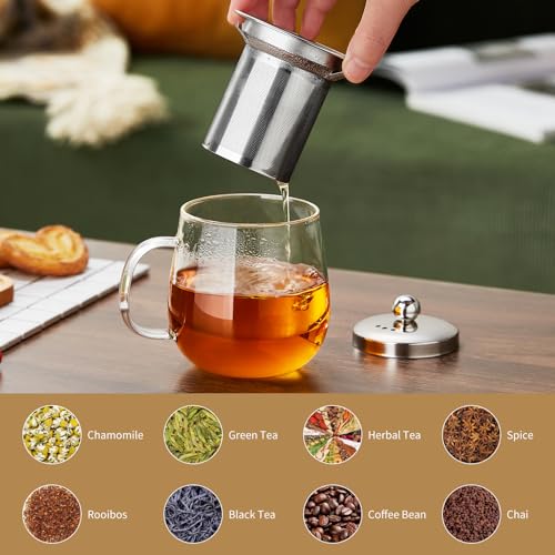 Glass Tea Cup with Infuser and Lid