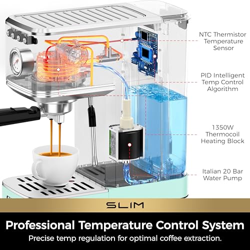 Slim Espresso Machine with Milk Frother for Home Latte