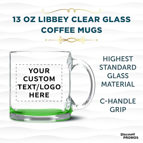 Custom Clear Glass Coffee Mugs 13 oz. Set of 10 (100 Count)