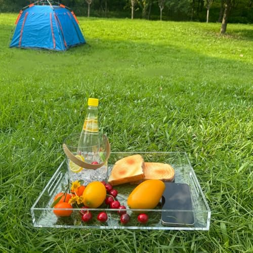 Clear Sturdy Acrylic Serving Tray with Handles