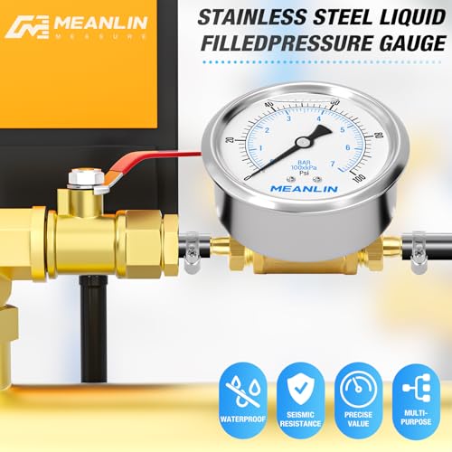 9Pcs Kit 0 100Psi Stainless Steel Liquid Filled Pressure Gauge 1