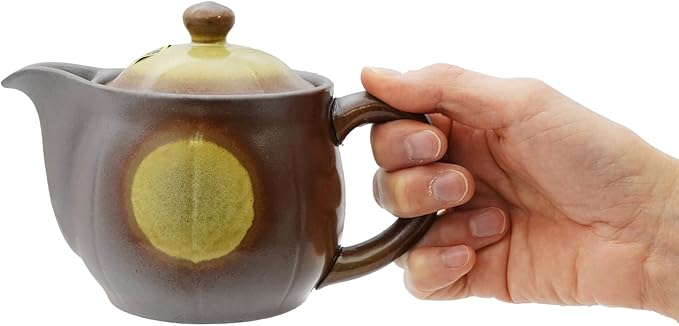 Japanese Banko Ware Teapot with Removable Stainless Steel Strainer - Versatile Pot for Tea, Coffee, and More - Lightweight, Heat-Resistant with Superior Heat Retention (Yellow)