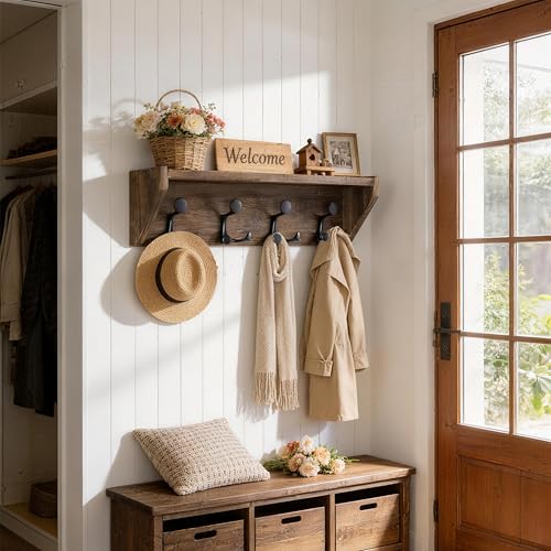 Wall Shelf with Hooks