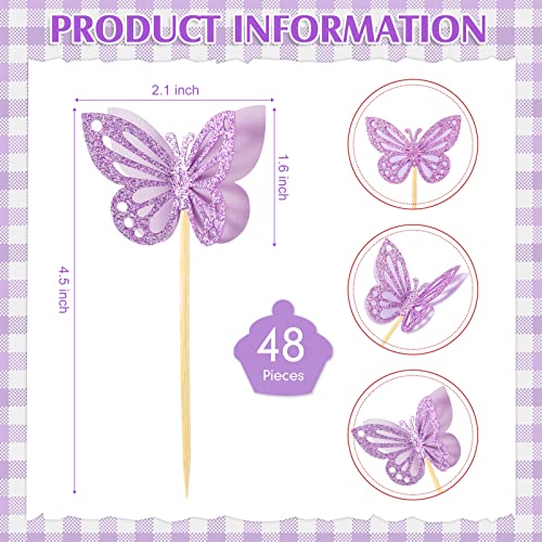48 Pcs Butterfly Cupcake Toppers 3D (48 Count)