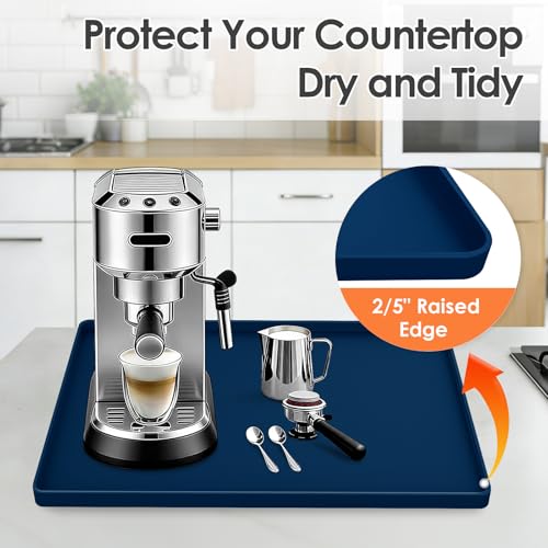 Silicone Coffee Maker Mat with Lip for Countertops