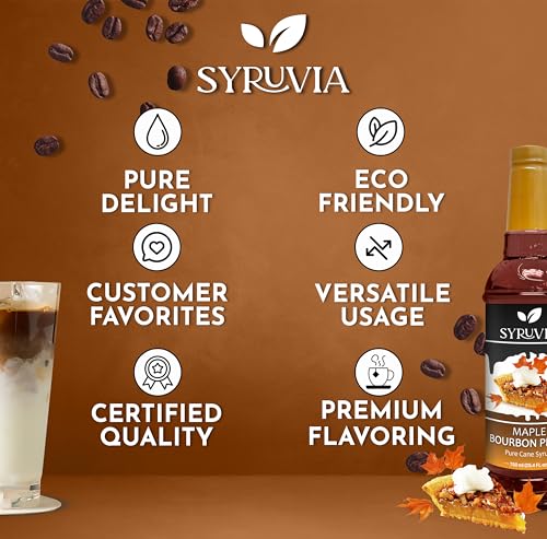 Coffee Syrup Maple Bourbon Pecan Flavored Syrup for Drinks (25.4 Fl Oz)