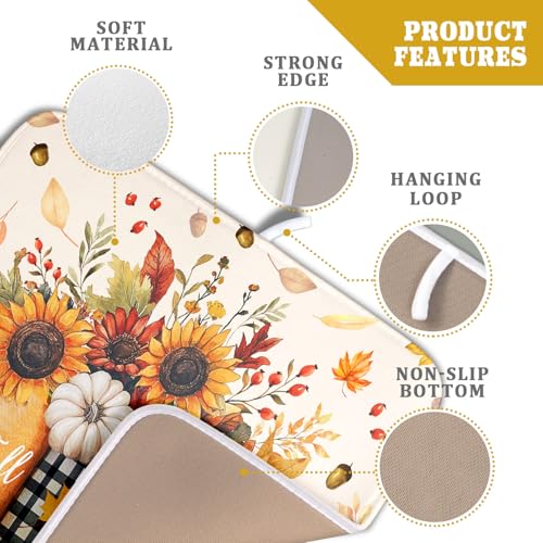 Autumn Sunflowers Vase Dish Drying Mat for Kitchen Counter