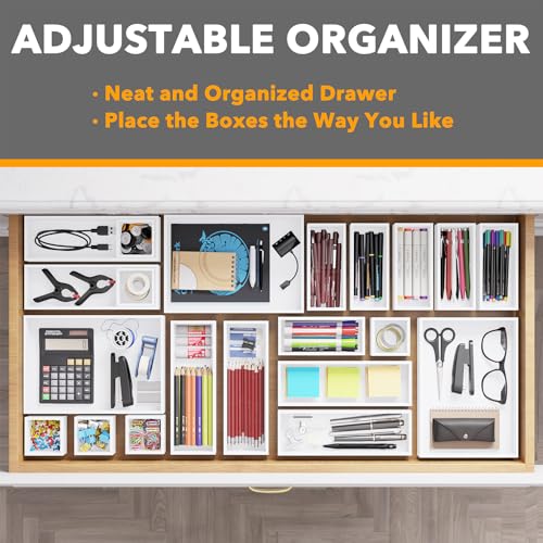 21 Piece Bamboo Drawer Organizer Storage Boxes Set
