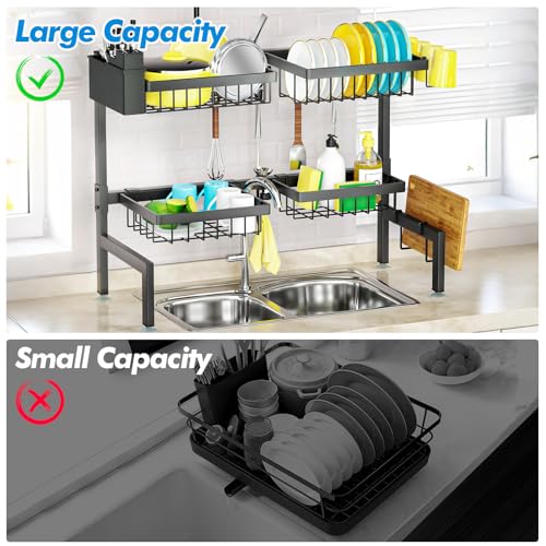 4 Baskets 2 Tier Over The Sink Dish Drying Rack