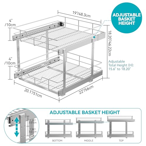 2 Tier Pull Out Cabinet Organizer 21" W X 22" D