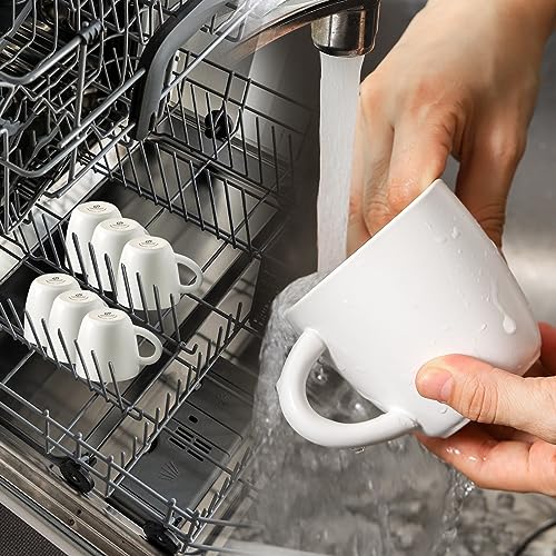 6 Ounce Ceramic Cappuccino Cups with Saucers for Espresso (6 Count)