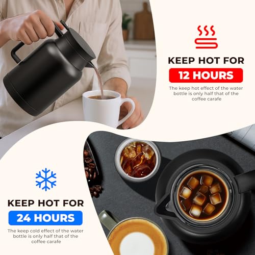 2 Pack 49oz Thermal Coffee Carafe and 15oz Insulated Water Bottle (2 Count)
