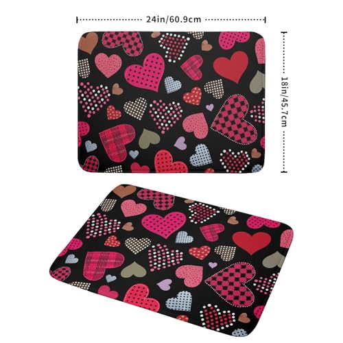 Happy Valentine's Day Black Dish Drying Mat for Kitchen Counter