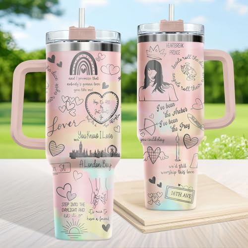 Pink Pastel Lover Romantic 40 oz Tumbler with Handle