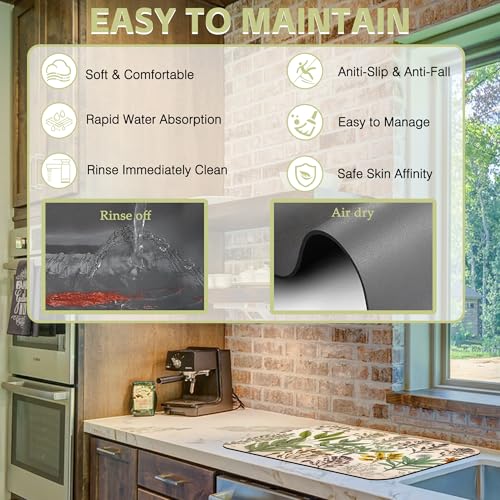 Dish Drying Mat for Kitchen Counter Absorbent Dish Coffee Mat 16"X24"