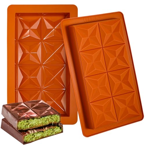 1 Inch Deep Dubai Chocolate Bar Mold Deep with Diamond Shapes