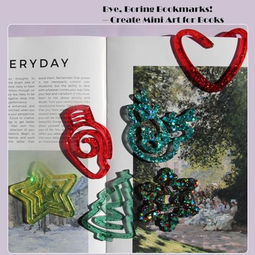 Christmas Book Mark Resin Molds Silicone Bookmark Mold Xmas for Epoxy 9