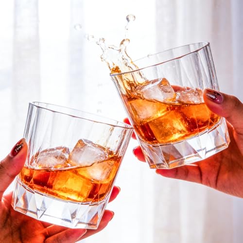 Crystal Whiskey Glasses Set of 2 Handcrafted Old Fashioned Glasses (2 Count)